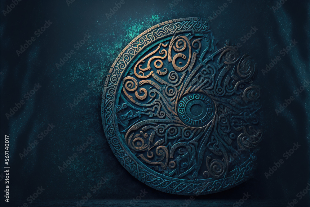 Old nordic texture background - Nordic vintage textures series - norse texture background wallpaper created with Generative AI technology - obrazy, fototapety, plakaty 