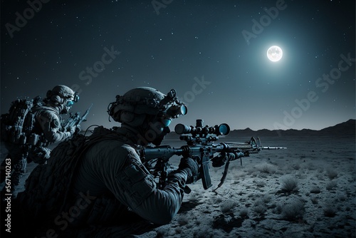 A team of special forces is taking aim photo