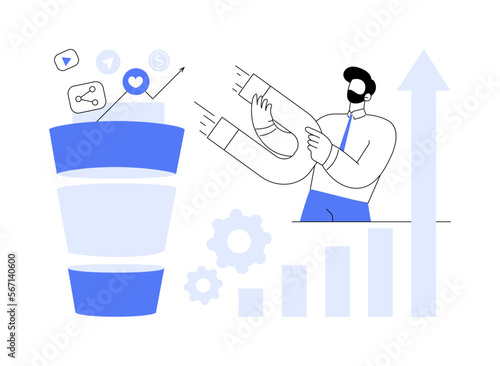 Marketing funnel abstract concept vector illustration.