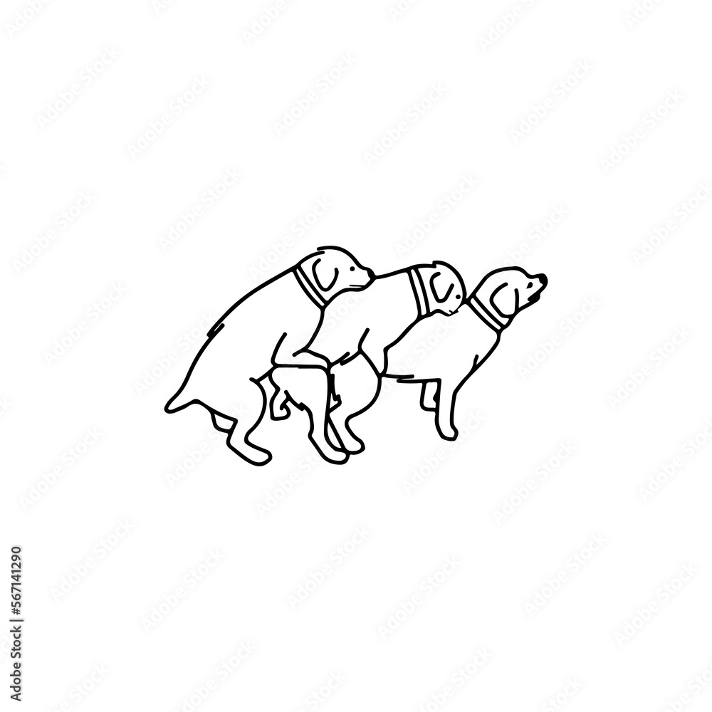 Fototapeta premium vector illustration of three dogs
