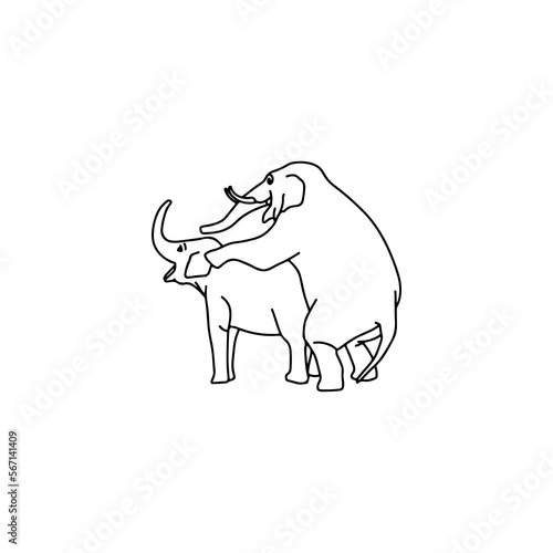 vector illustration of two elephants
