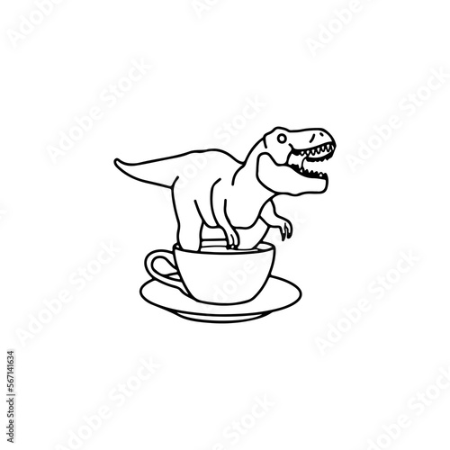 vector illustration of trex with cup concept