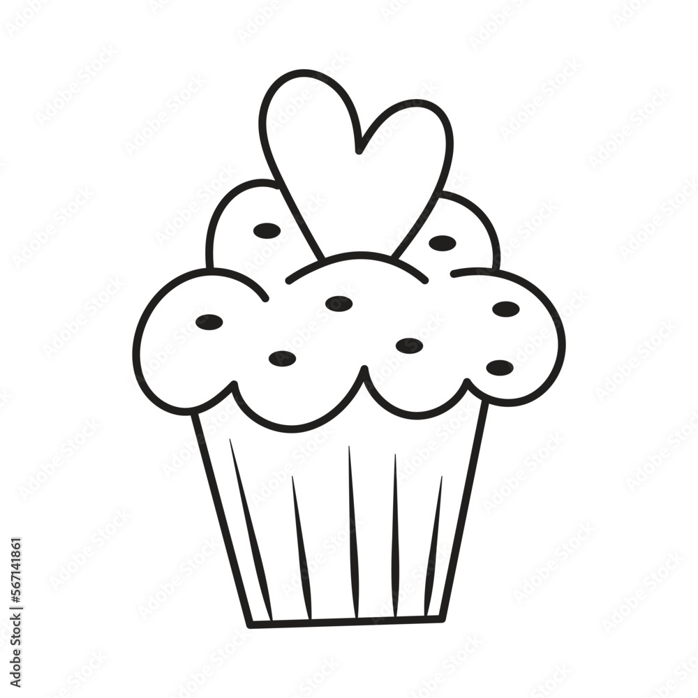 Cupcake in hand drawn doodle style Cupcake in hand drawn doodle style