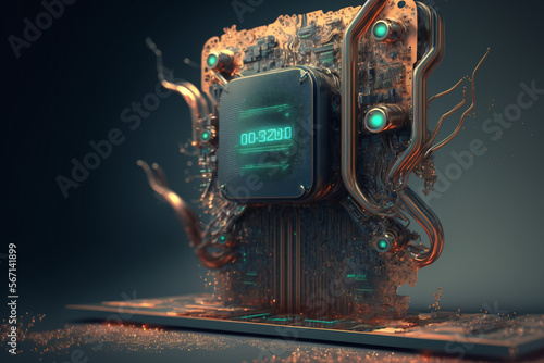 Futuristic organic computer, AI Generated