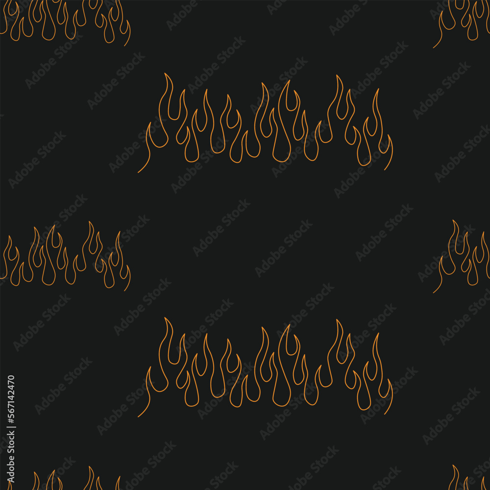 Seamless pattern with the image of fire. Nostalgia for the year 2000, Y2k style Design template