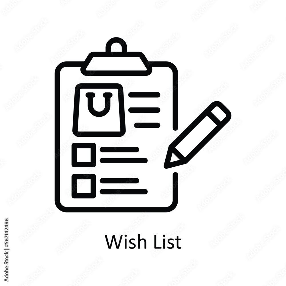 Wish List Vector Outline icon for your digital or print projects. stock illustration Wish List Vector Outline icon for your digital or print projects. stock illustration