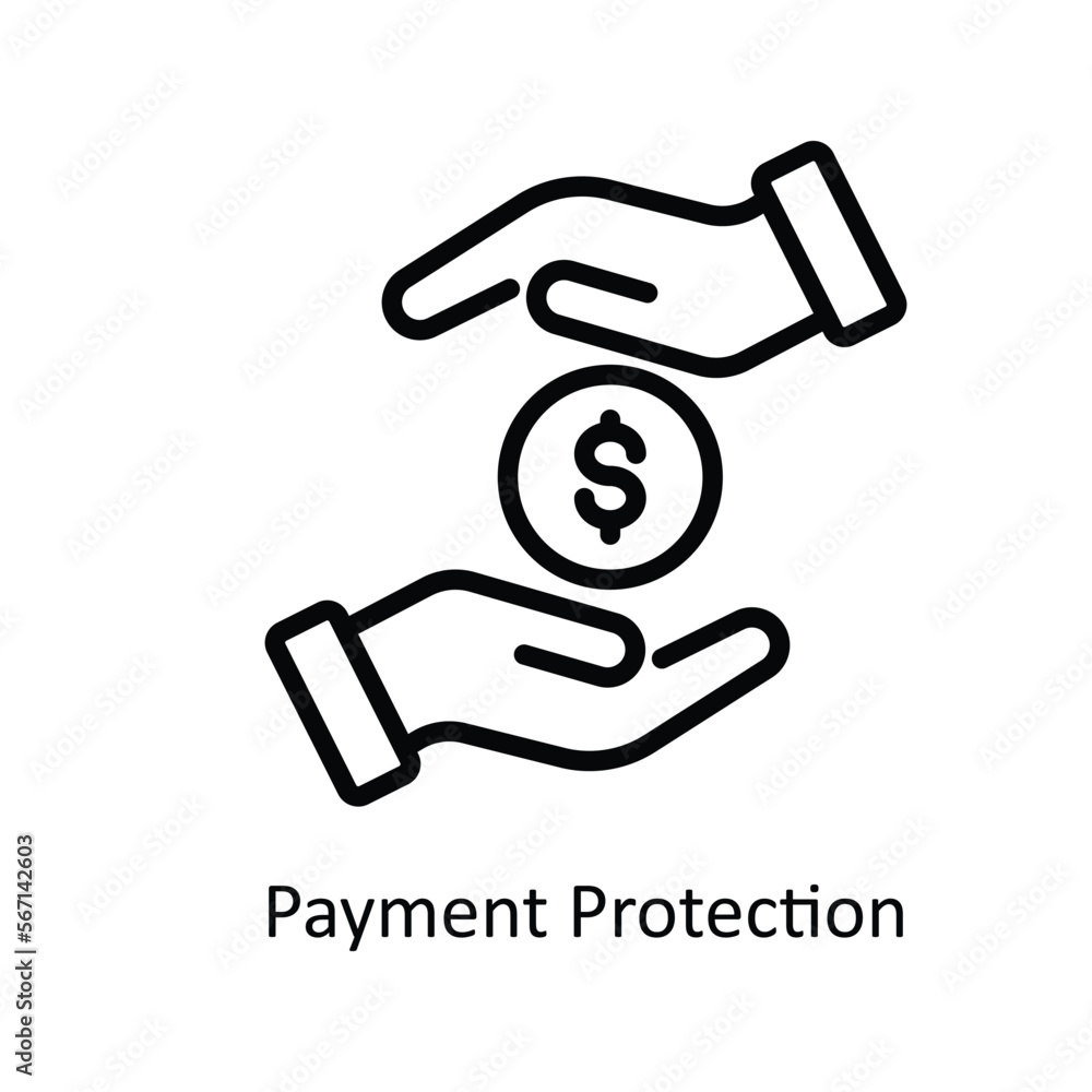 Payment Protection Vector Outline icon for your digital or print projects. stock illustration