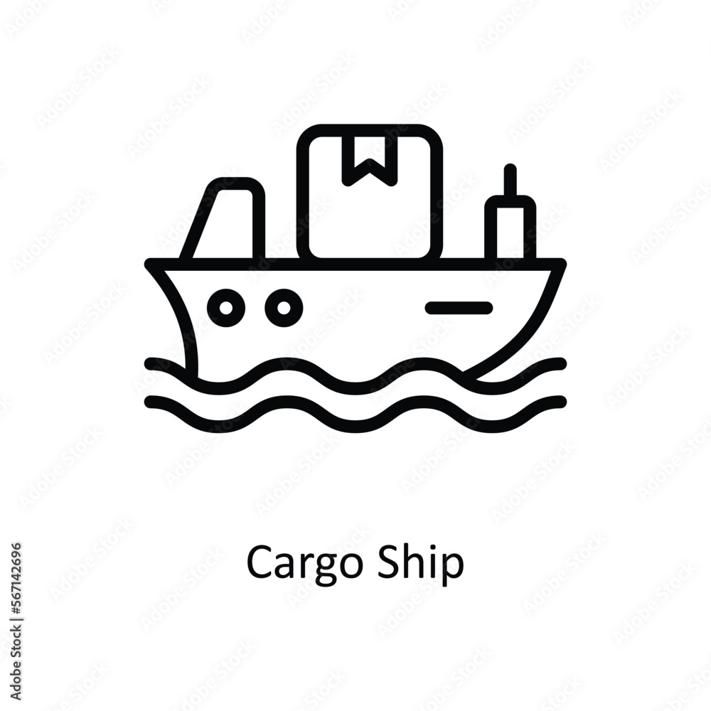 Cargo Ship Vector Outline icon for your digital or print projects. stock illustration Cargo Ship Vector Outline icon for your digital or print projects. stock illustration