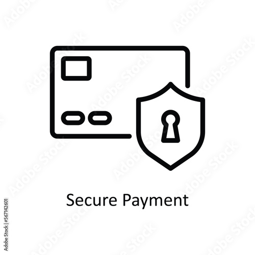 Secure Payment Vector Outline icon for your digital or print projects. stock illustration