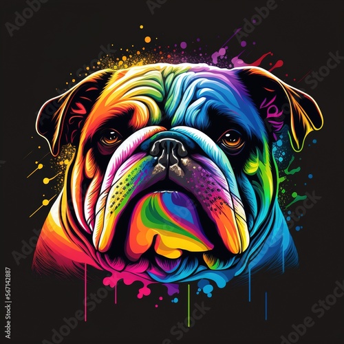 english bulldog puppy color flat illustration