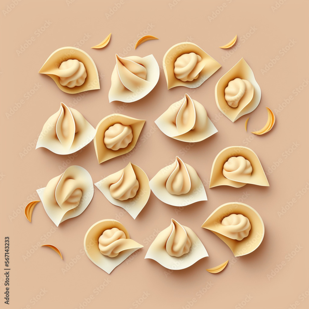 Dumplings on a light background. Generative AI.
Dumplings on a light background. Generative AI.