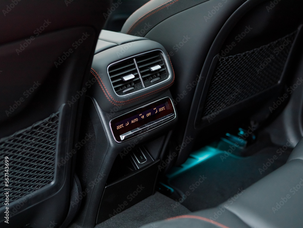 back panel in a luxury car with ventilation and climate control