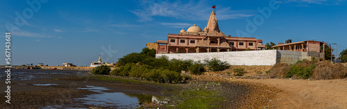 Beautiful Koteshwar  Mahadev Temple next to Kori creek during the low tide