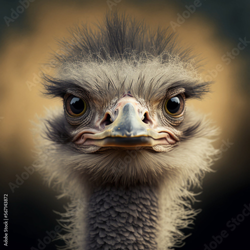 Portrait of an ostrich. Generative AI. 