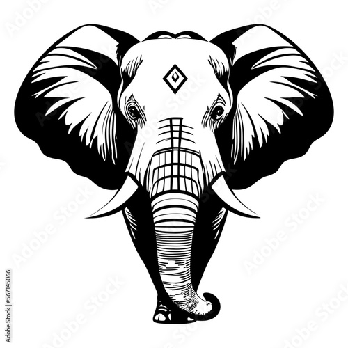 Elephant black and white vector