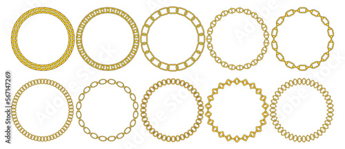 Round Chain frame. Circle chains border. Boho bracelet