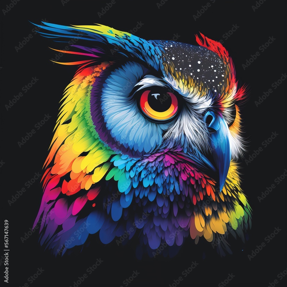 Obraz premium background with owl color flat illustration