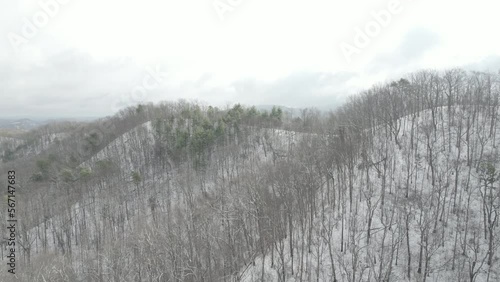 Snowy mountain top drone image