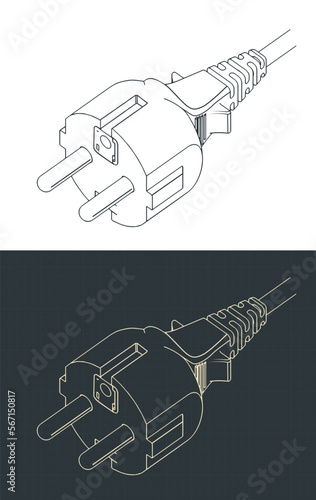 European power plug isometric drawings