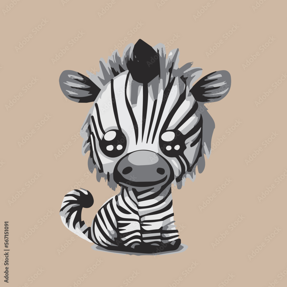 cartoon, vector, illustration, zebra, stripes, black, white, cute ...
