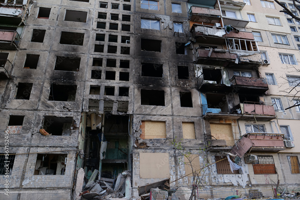 Russian terrorists dropped bombs and destroyed building,killed civilians in Kyiv Russian terrorists dropped bombs and destroyed building,killed civilians in Kyiv