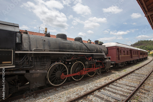 Old steam train on a tourist walk. Guararema, Sao Paulo state, Brazil