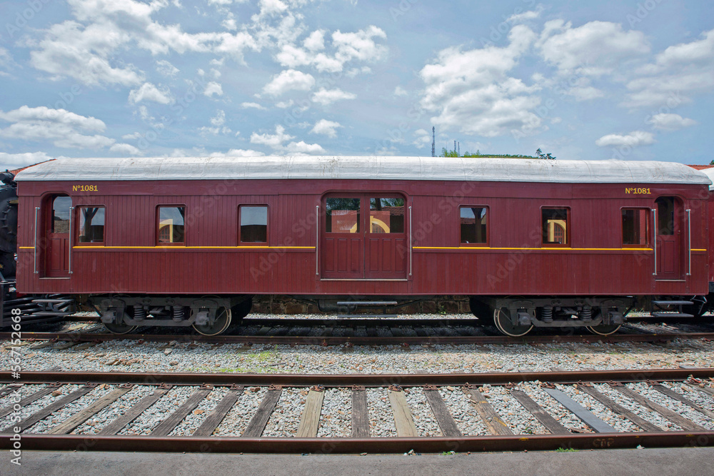 Passenger wagon of old steam train. Guararema, Sao Paulo state, Brazil Passenger wagon of old steam train. Guararema, Sao Paulo state, Brazil