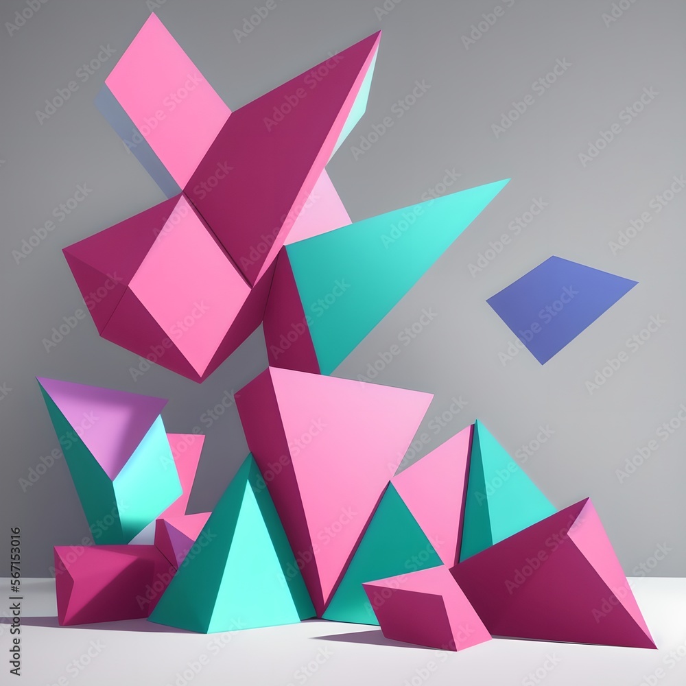 Geometric Low Poly 3D CGI Render Wallpaper Background, AI Generated. Geometric Low Poly 3D CGI Render Wallpaper Background, AI Generated.