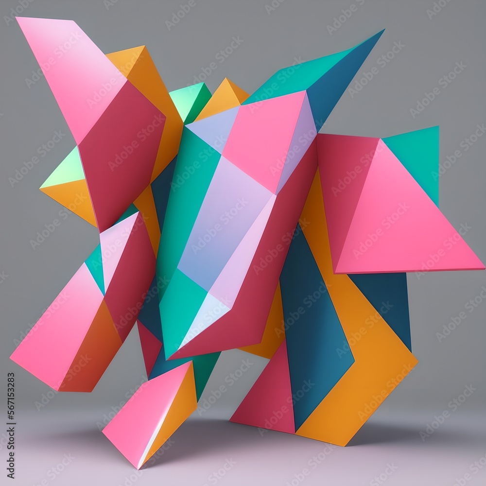 Geometric Low Poly 3D CGI Render Wallpaper Background, AI Generated. Geometric Low Poly 3D CGI Render Wallpaper Background, AI Generated.