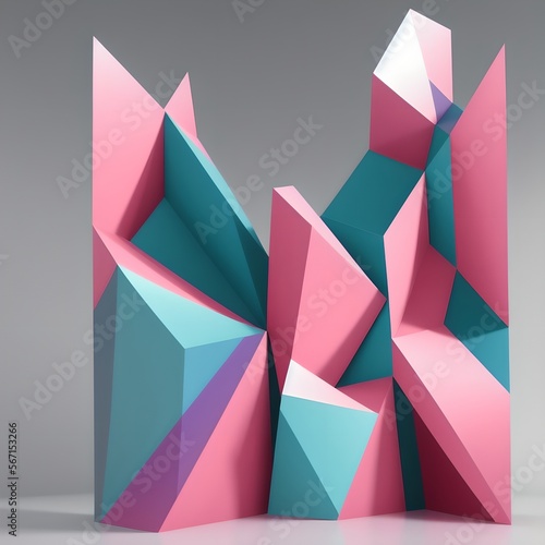 Geometric Low Poly 3D CGI Render Wallpaper Background, AI Generated. 