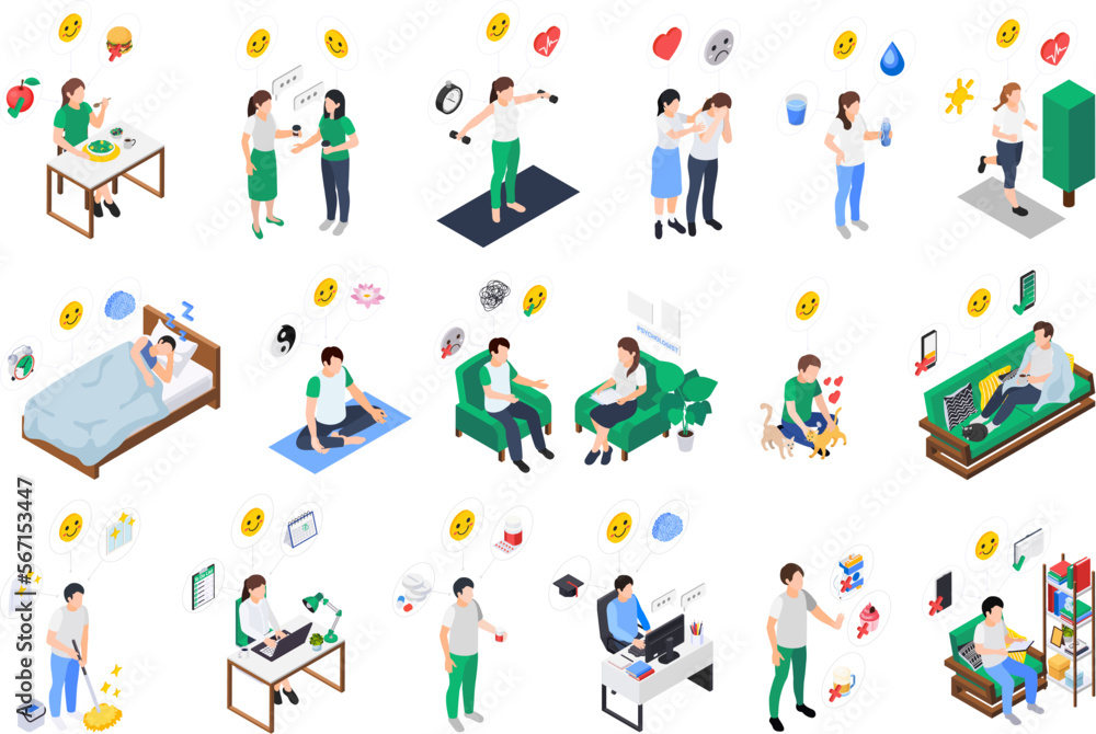 Fototapeta premium Mind Wellness Icon Set