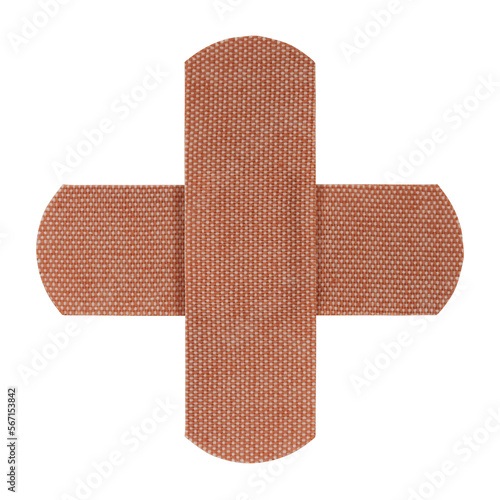 Slika na platnu Close-up of fabric adhesive bandages in a cross isolated on white
