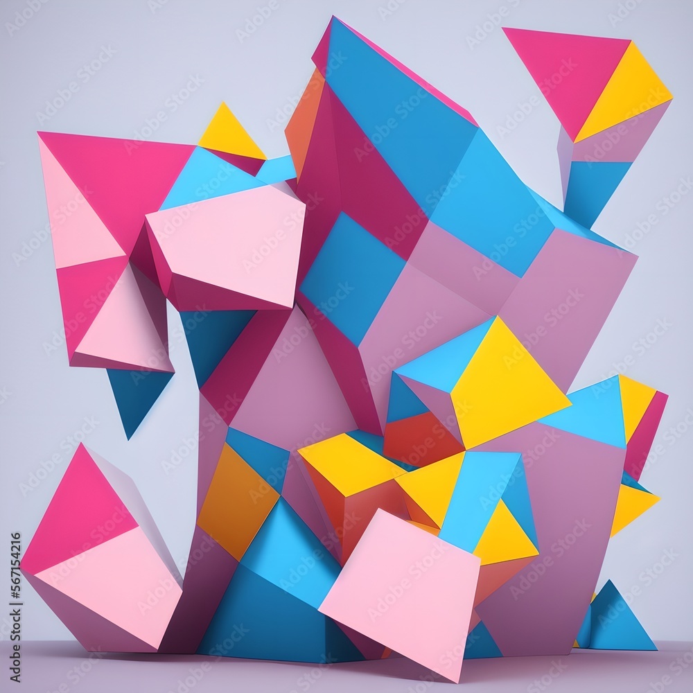 Geometric Low Poly 3D CGI Render Wallpaper Background, AI Generated. Geometric Low Poly 3D CGI Render Wallpaper Background, AI Generated.