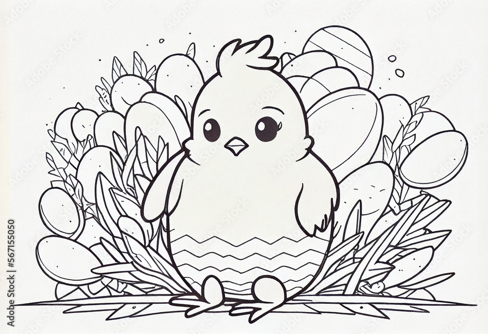 Ostern Ausmalbild für Kinder - Generative Ai Ostern Ausmalbild für Kinder - Generative Ai