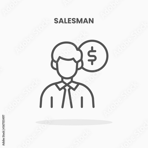 Salesman person dollar icon vector illustration line style. Great design for web, app and more. Editable Stroke and pixel perfect.