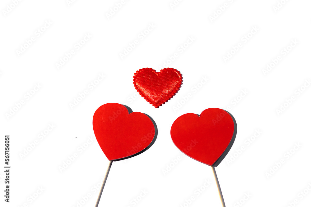 Happy Valentine's day. Red paper hearts isolated on white background, paper art copy space for text.