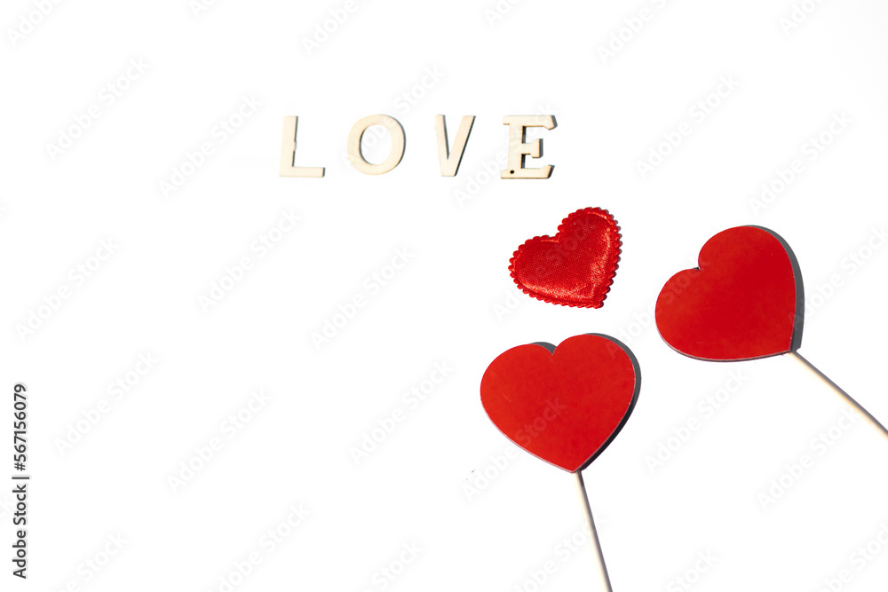 Happy Valentine's day. Red paper hearts isolated on white background, paper art copy space for text.
