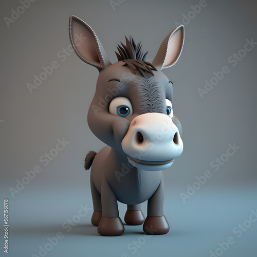 Cute Cartoon Donkey Character 3D Rendered © PixArt-Studio