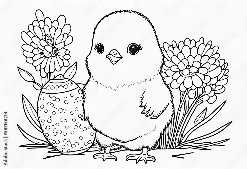 Ostern Ausmalbild für Kinder - Generative Ai Stock-Illustration | Adobe