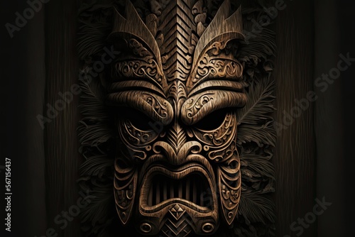 Wood Carved Tiki Mask