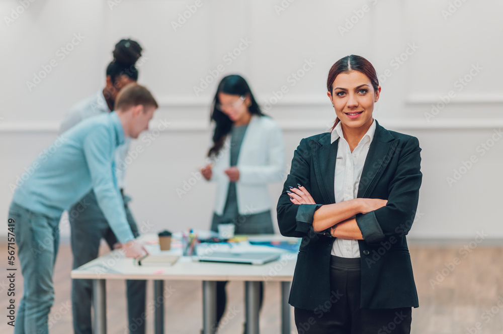 Portrait of a businesswoman posing during a meeting in the office Portrait of a businesswoman posing during a meeting in the office