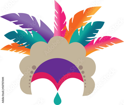 Tocado de bailarina de carnaval de color. Icono vector