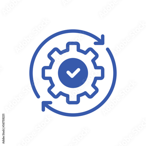 blue gear with arrow like efficiency operation icon