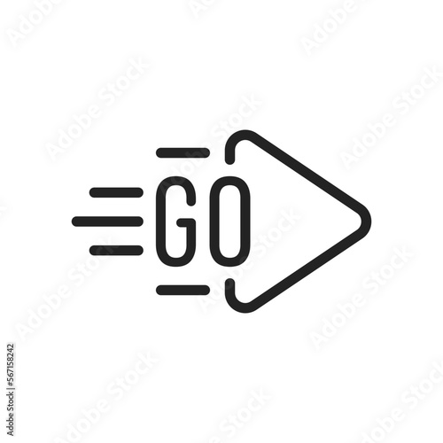 black thin line forward arrow like go start icon