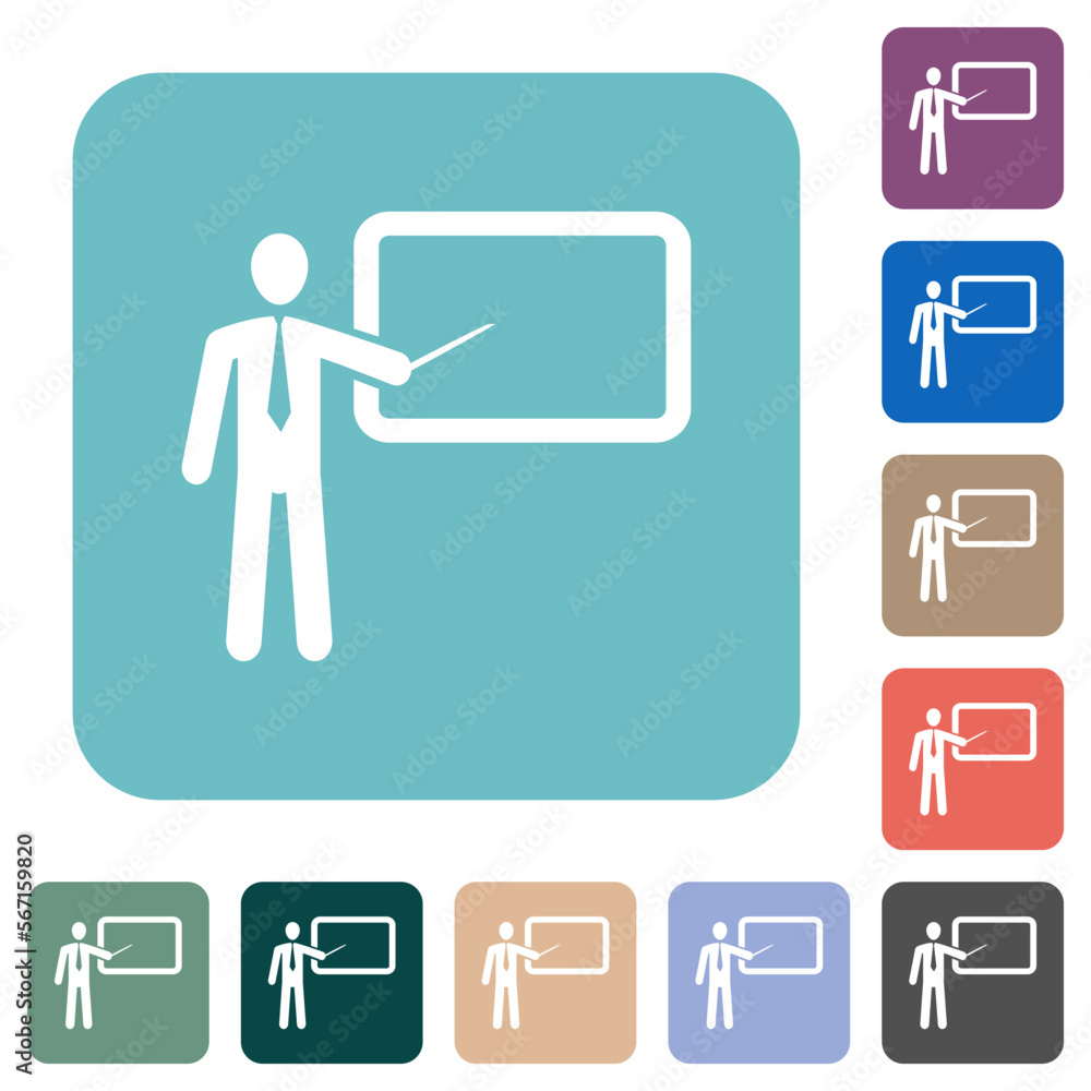Training rounded square flat icons Training rounded square flat icons