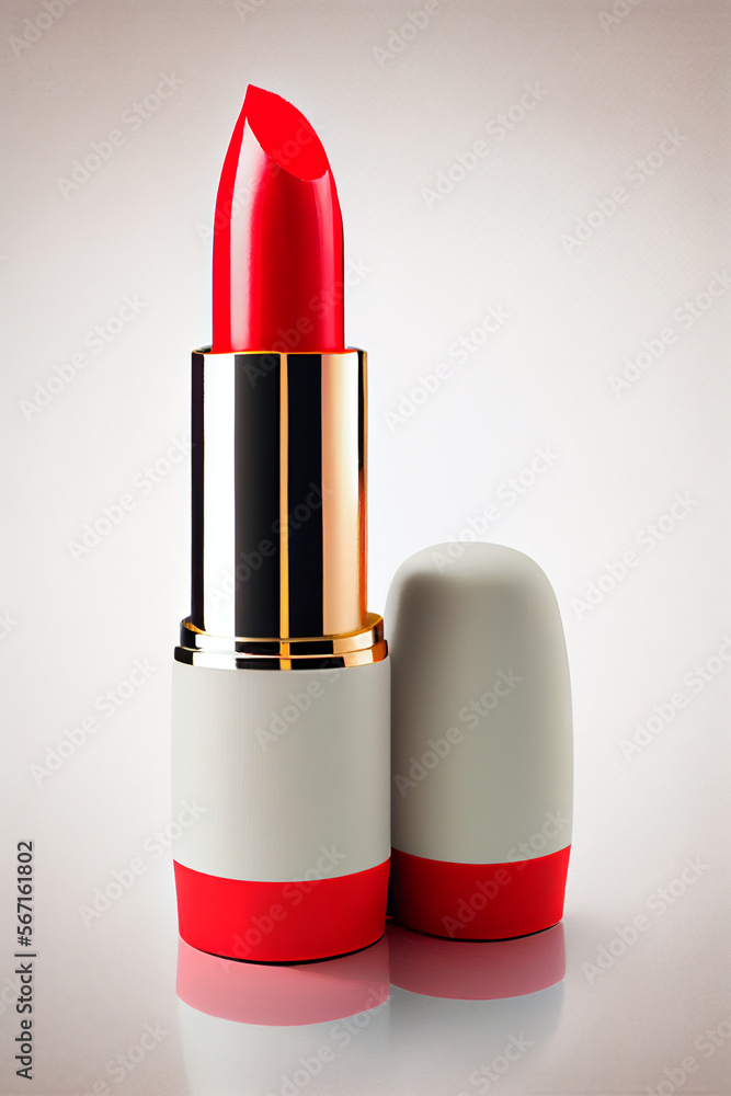 Roter Lippenstift auf weißen Hintergrund, Kosmetik Konzept - Generative Ai Roter Lippenstift auf weißen Hintergrund, Kosmetik Konzept - Generative Ai