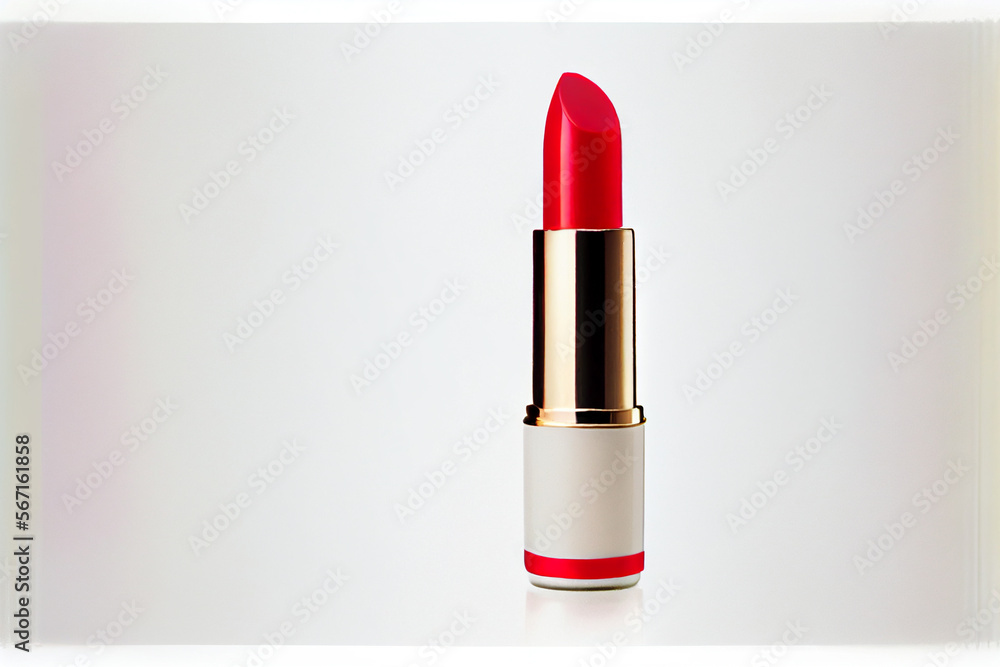 Roter Lippenstift auf weißen Hintergrund, Kosmetik Konzept - Generative Ai Roter Lippenstift auf weißen Hintergrund, Kosmetik Konzept - Generative Ai