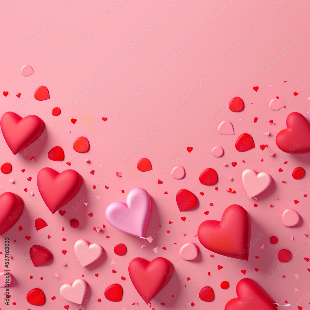 Valentines hearts with pink background