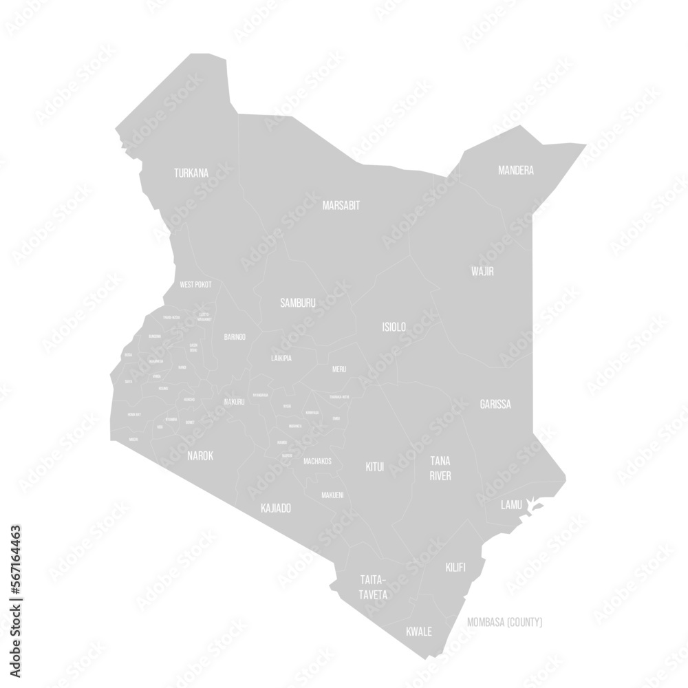 Fototapeta Kenya political map of administrative divisions