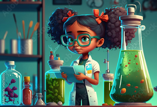 kid scientist in laboratory. sketch art for artist creativity and inspiration. generative AI